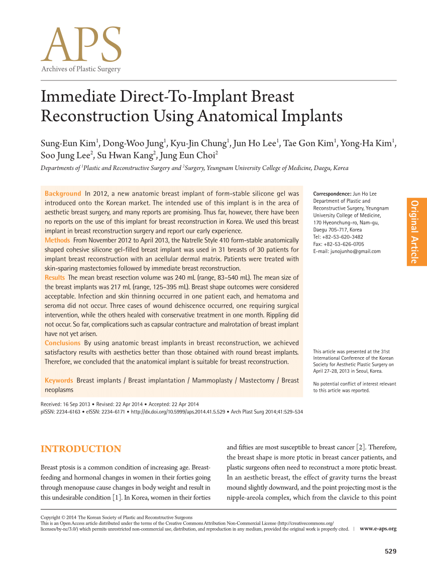 (PDF) Immediate Direct-To-Implant Breast Reconstruction Using