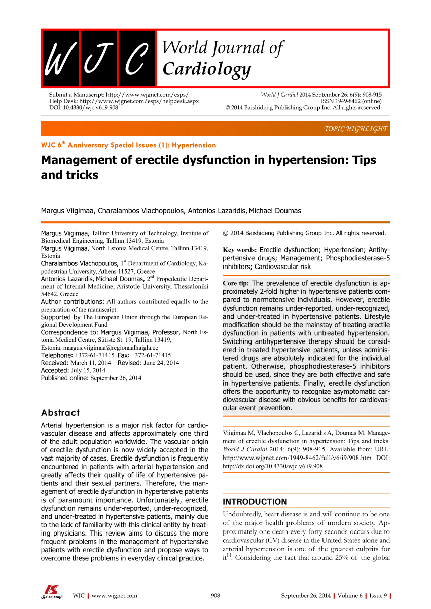 PDF Management of erectile dysfunction in hypertension Tips and