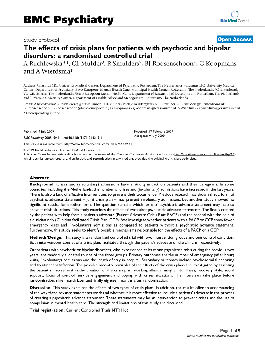 (PDF) The effects of crisis plans for patients with psychotic and