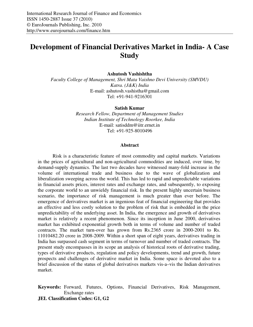 case study on derivatives market