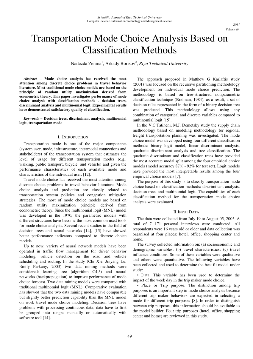 thesis on transportation mode choice