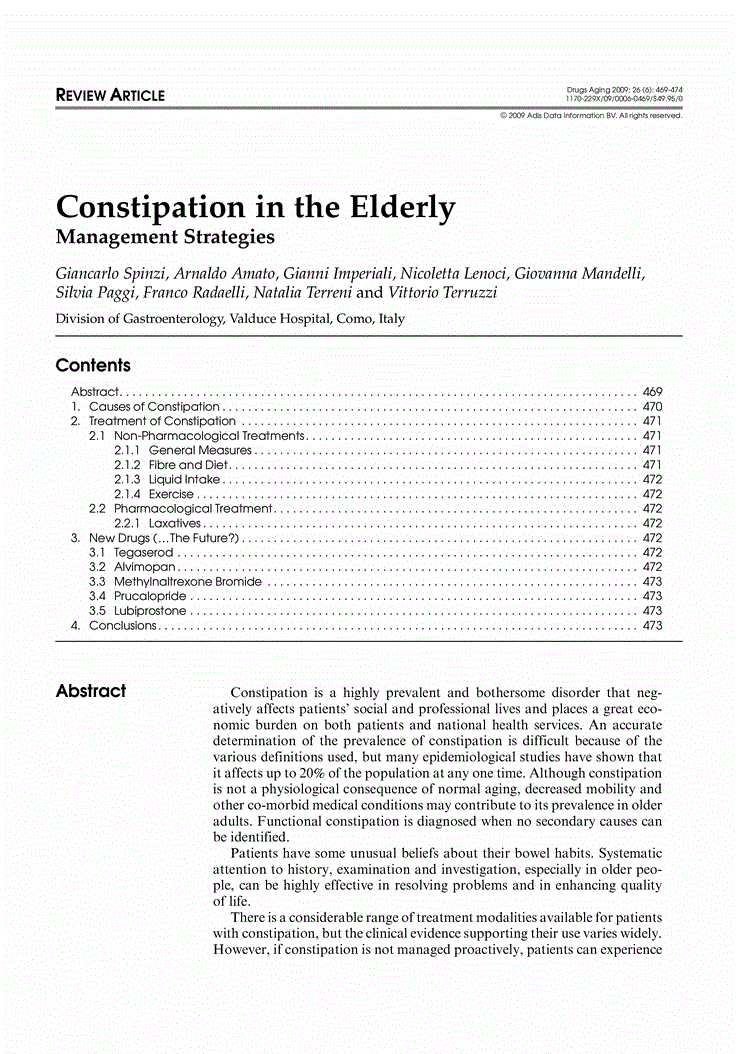 Pdf Constipation In The Elderly Management Strategies 