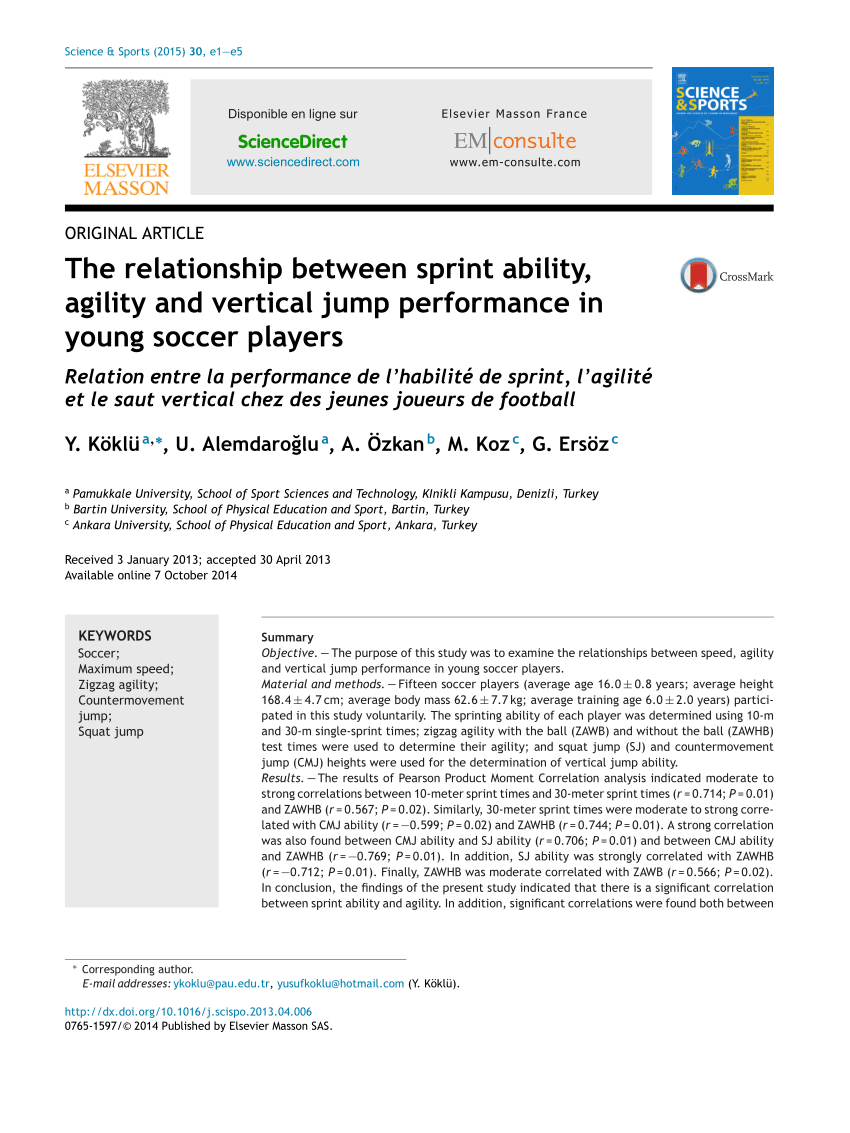 PDF) The relationship between sprint ability, agility and vertical ...