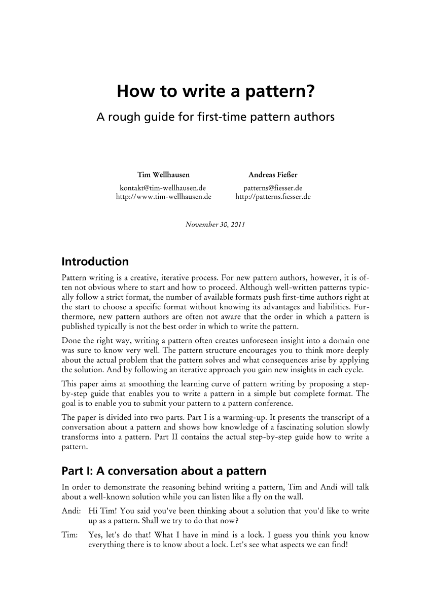 PDF) How to write a pattern?: a rough guide for first-time pattern
