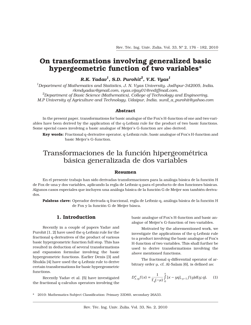Pdf On Fractional Q Calculus Of The Generalized Basic Hypergeometric Function Of Two Variables