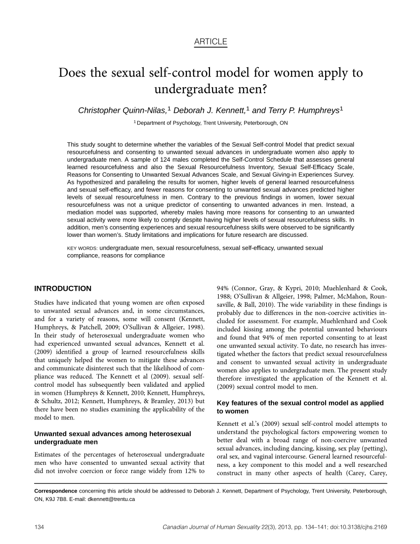 PDF) Does the sexual self-control model for women apply to undergraduate men ?