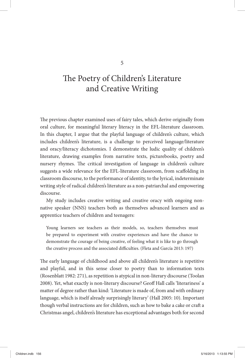 Pdf The Poetry Of Children S Literature And Creative Writing