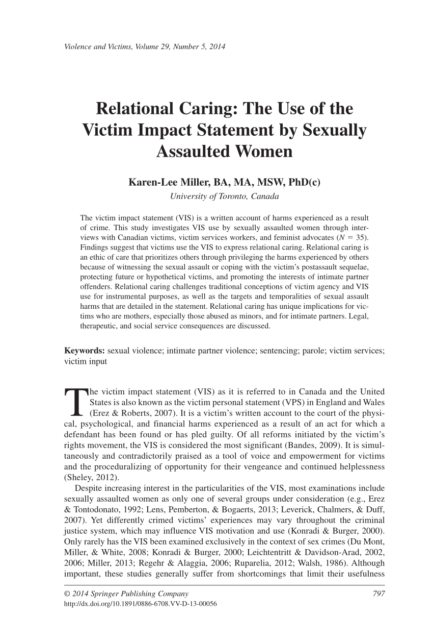 PDF) Relational Caring: The Use of the Victim Impact Statement by