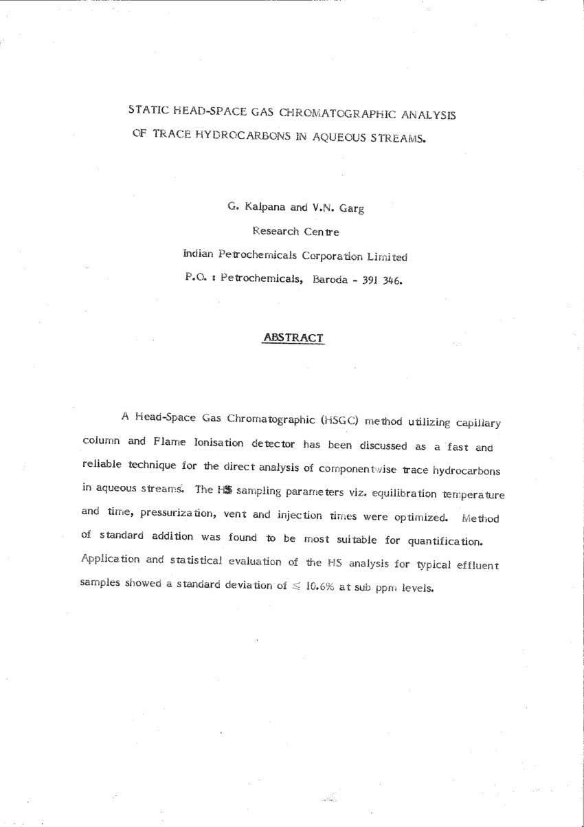 (PDF) Static Head-Space Gas Chromatographic Analysis of Trace ...