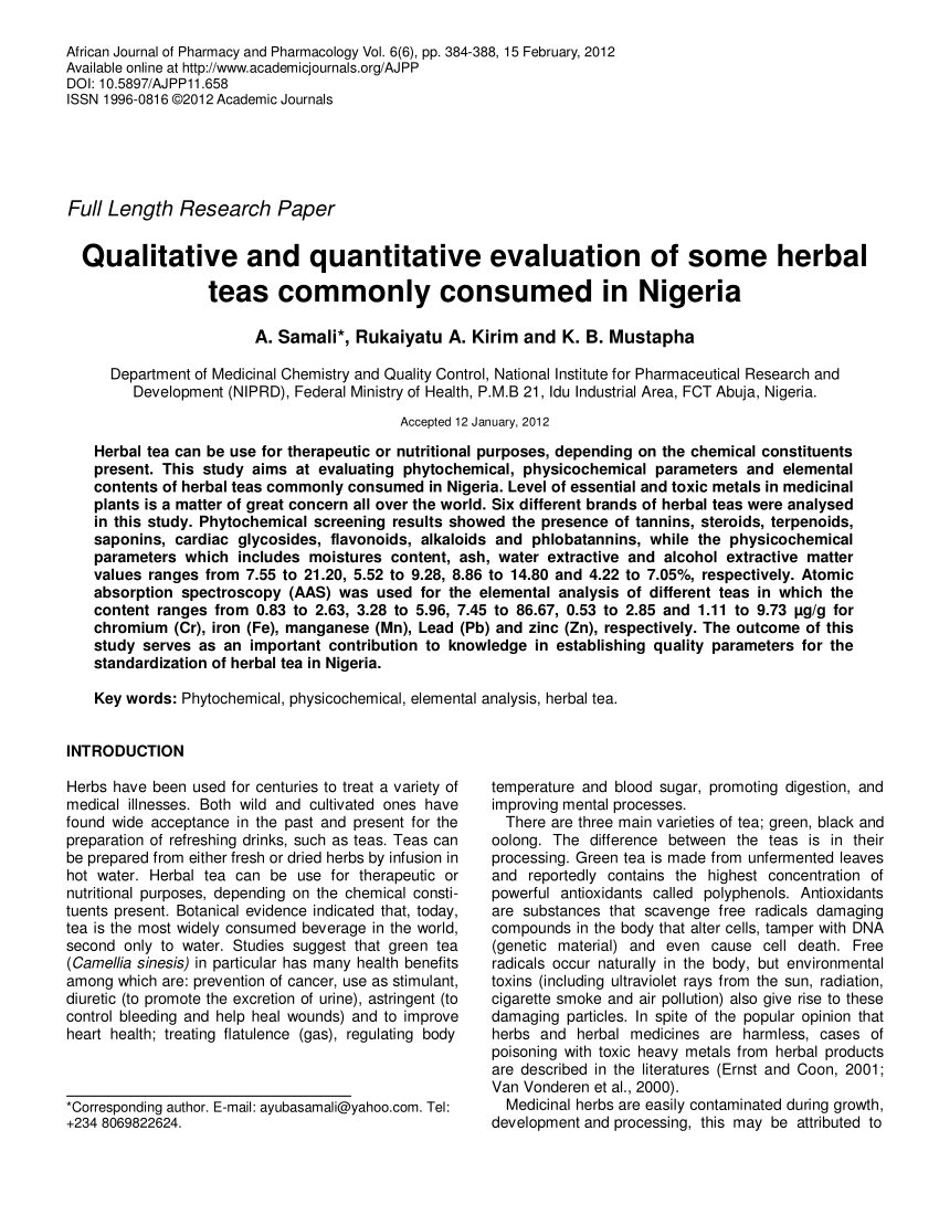 quantitative research about herbal medicine