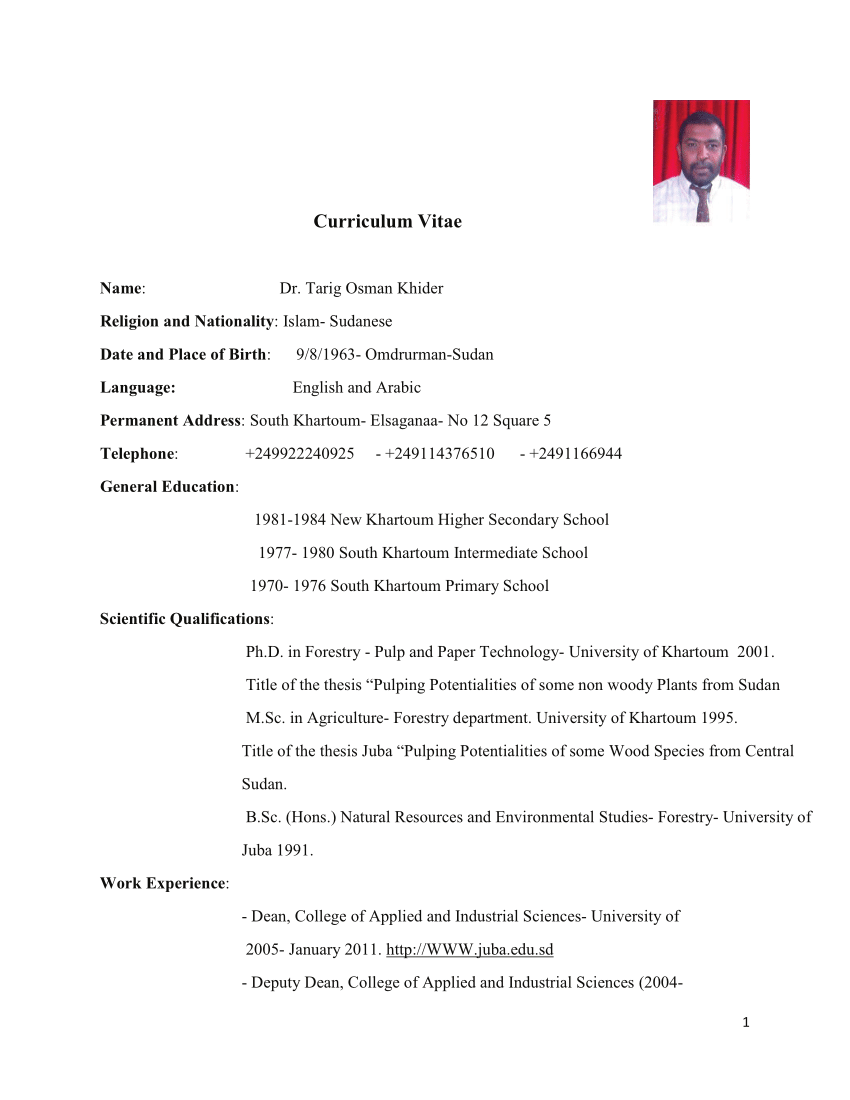 Pdf Curriculum Vitae Name Title Of The Thesis Juba Pulping