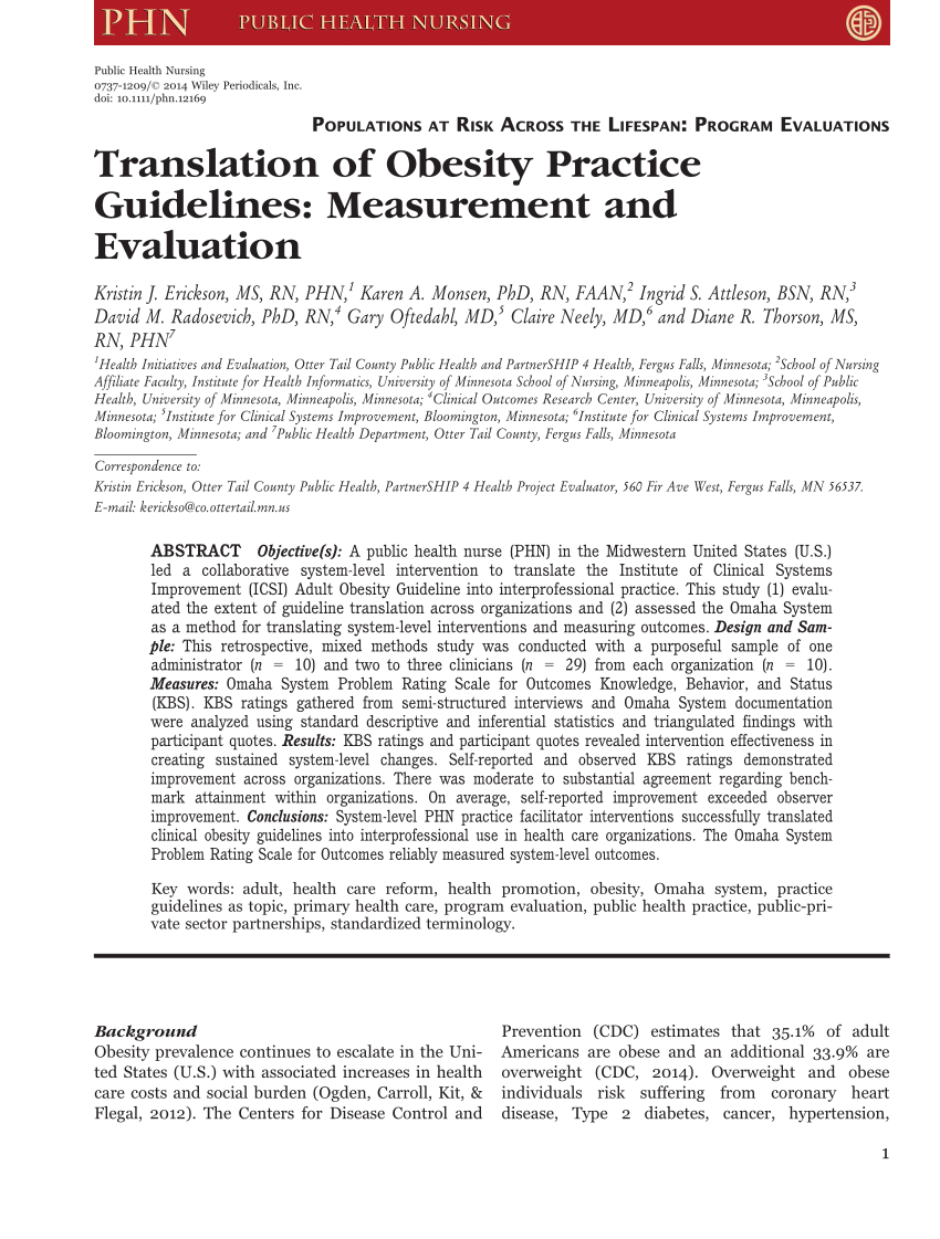 (PDF) Transforming evidence-based obesity guidelines into ...