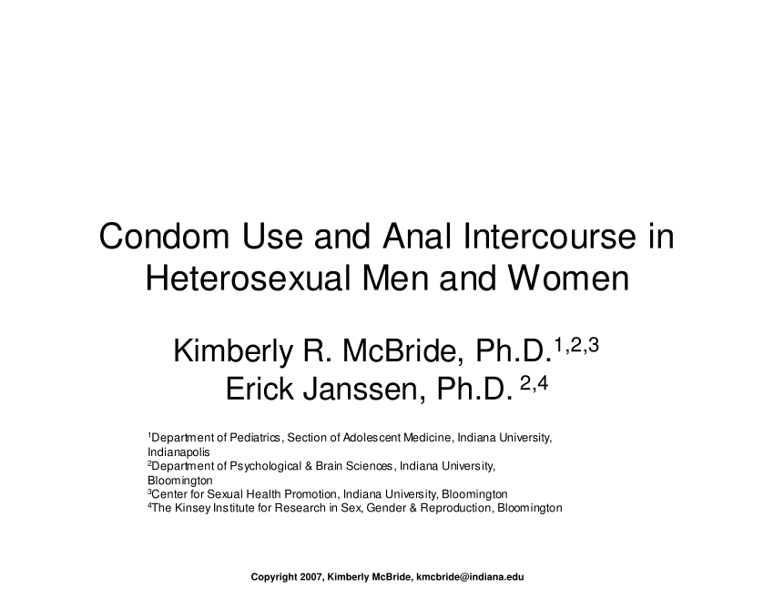 Pdf Condom Use And Anal Intercourse In Heterosexual Men And Women