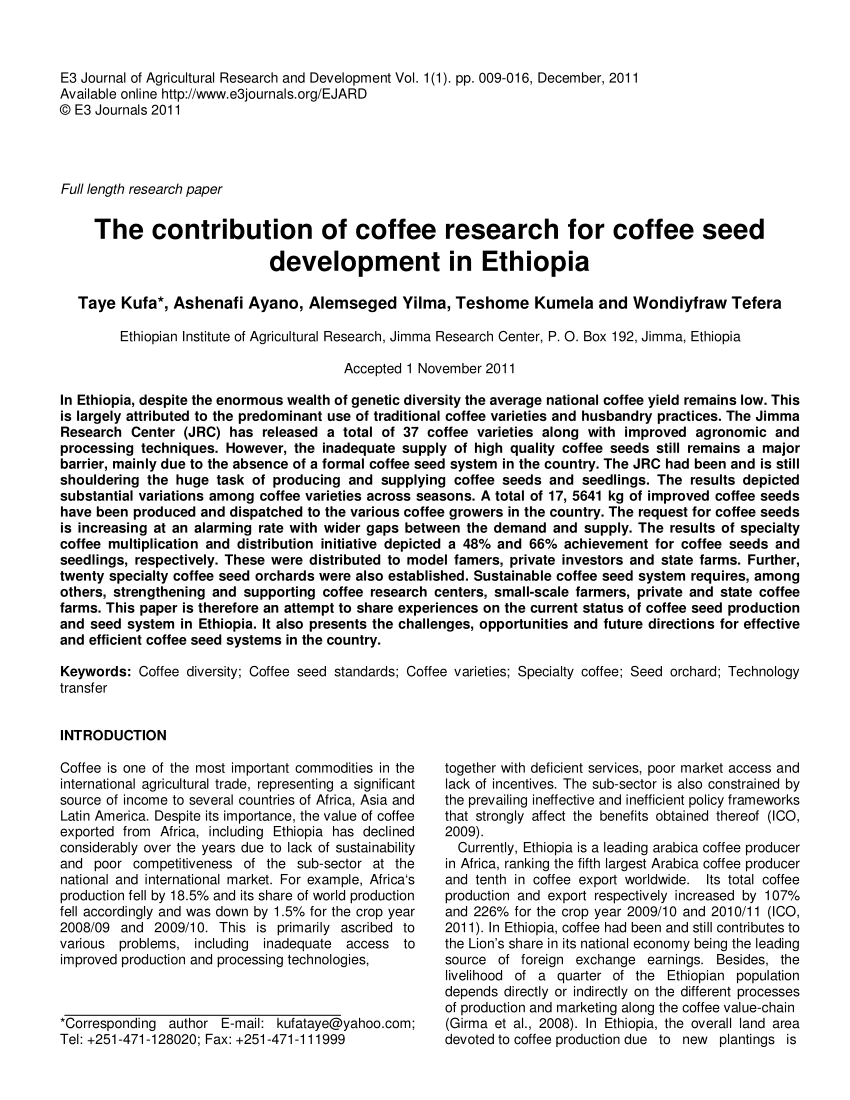 research paper for coffee