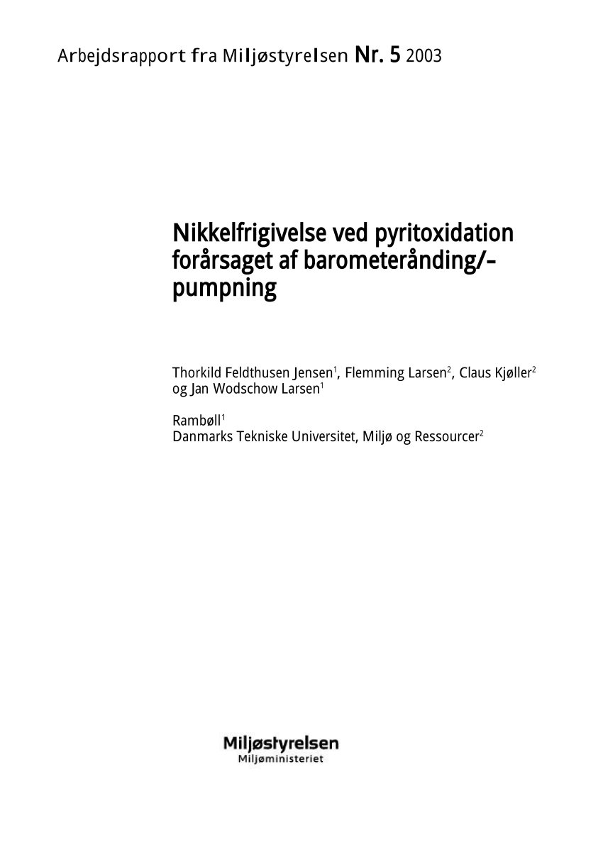 PDF) Nikkelfrigivelse pyritoxidation af barometerånding/- pumpning