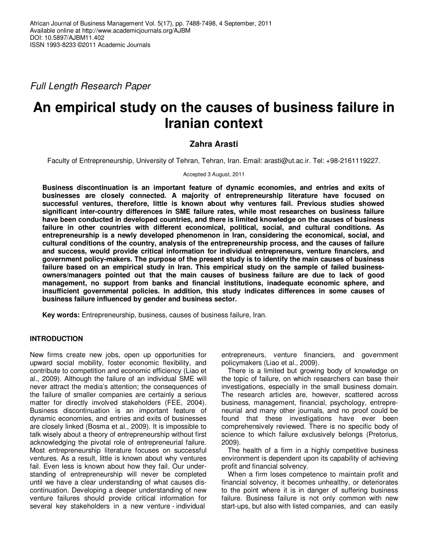 business failure case study pdf