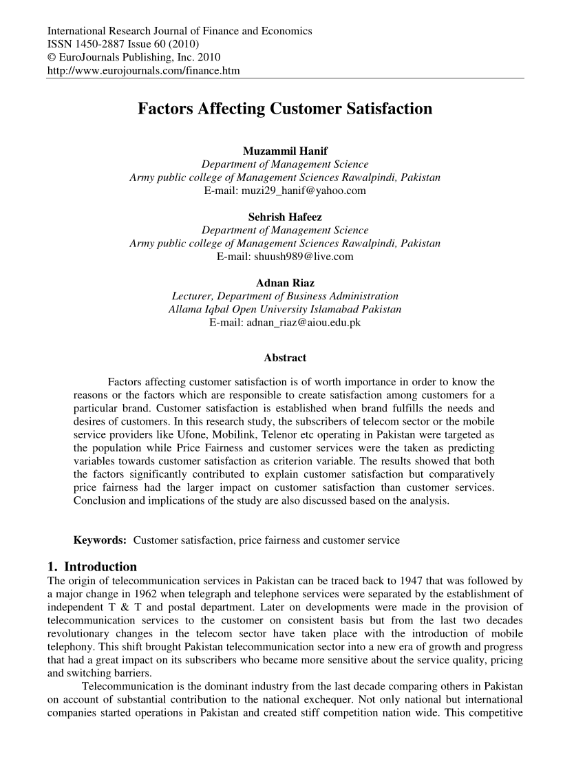 Term paper on customer satisfaction