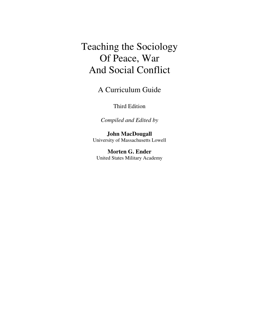 PDF Teaching the Sociology Peace War And Social Conflict