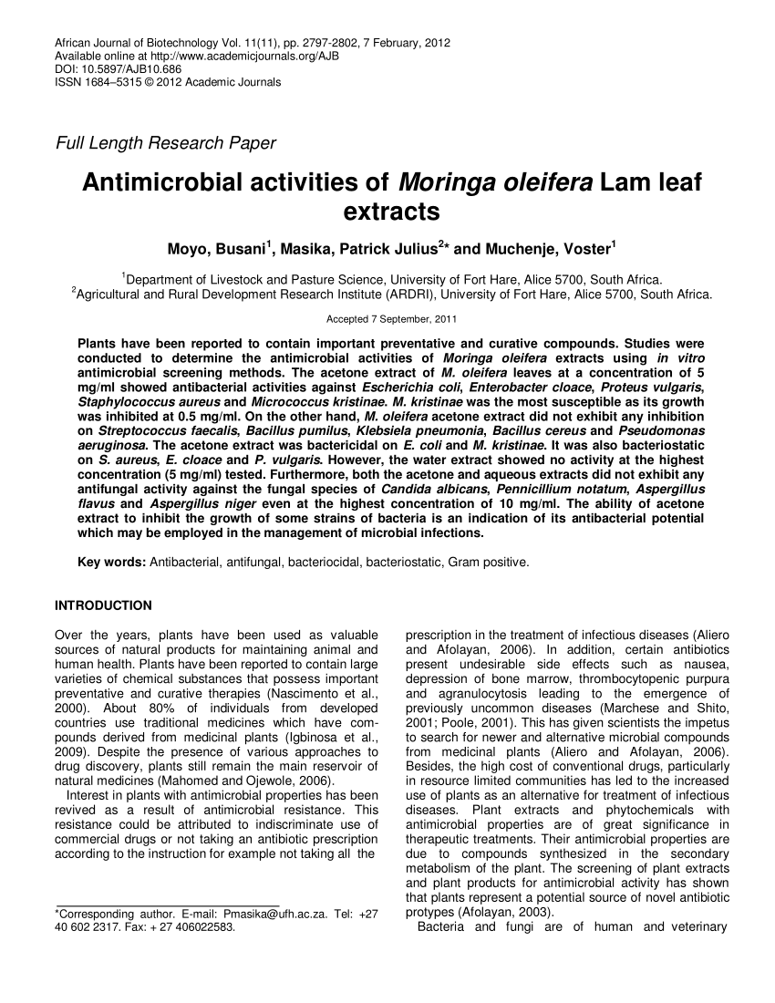 research paper on moringa oleifera