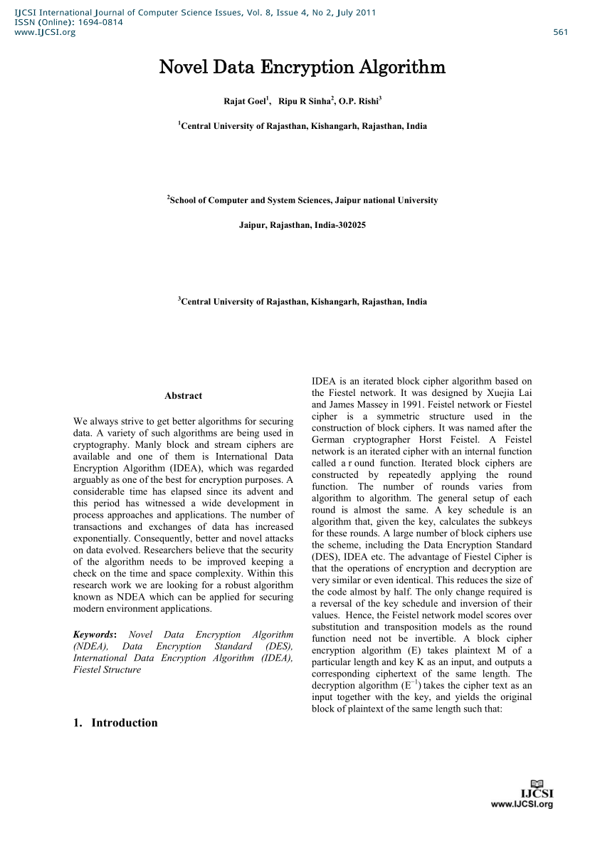 (PDF) Novel Data Encryption Algorithm