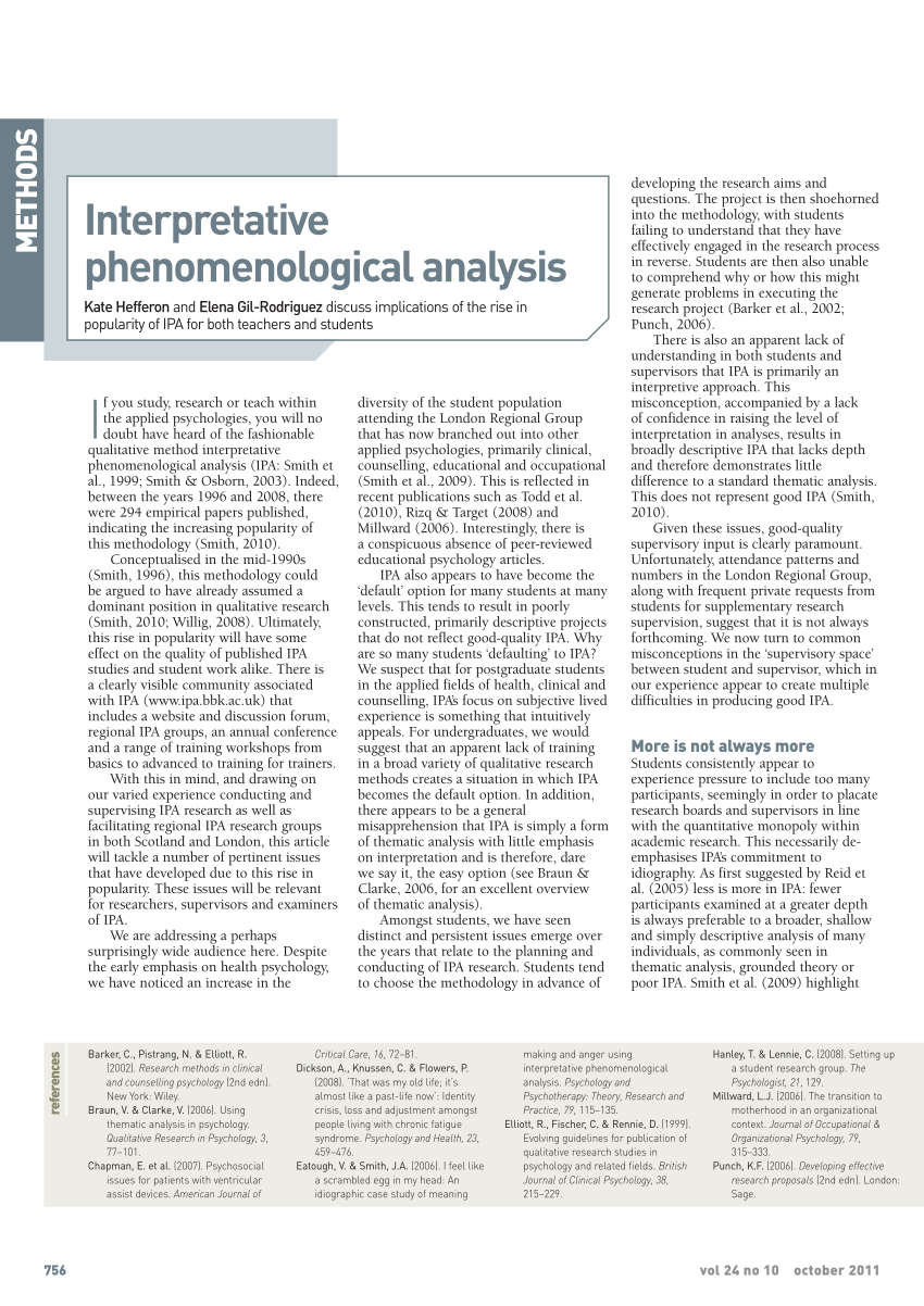 Pdf Reflecting On The Rise In Popularity Of Interpretive Phenomenological Analysis