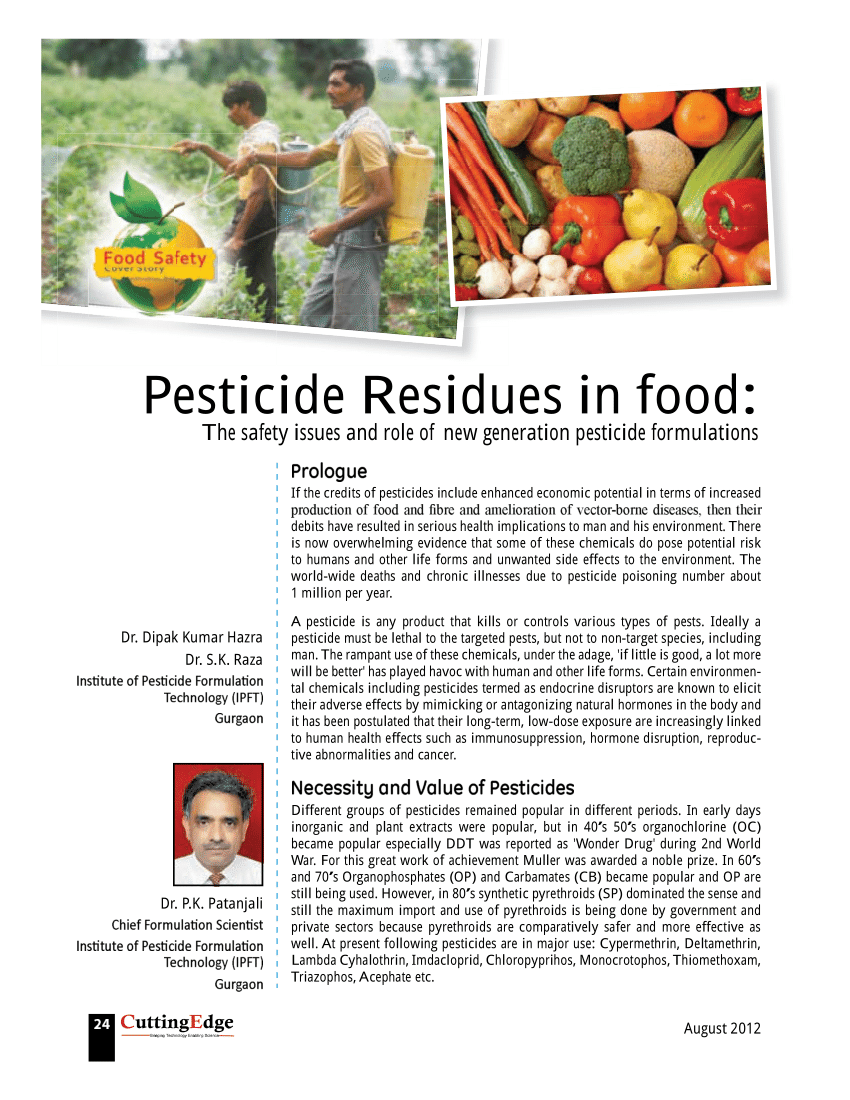 (PDF) Pesticide Residues in food The safety issues and role of new