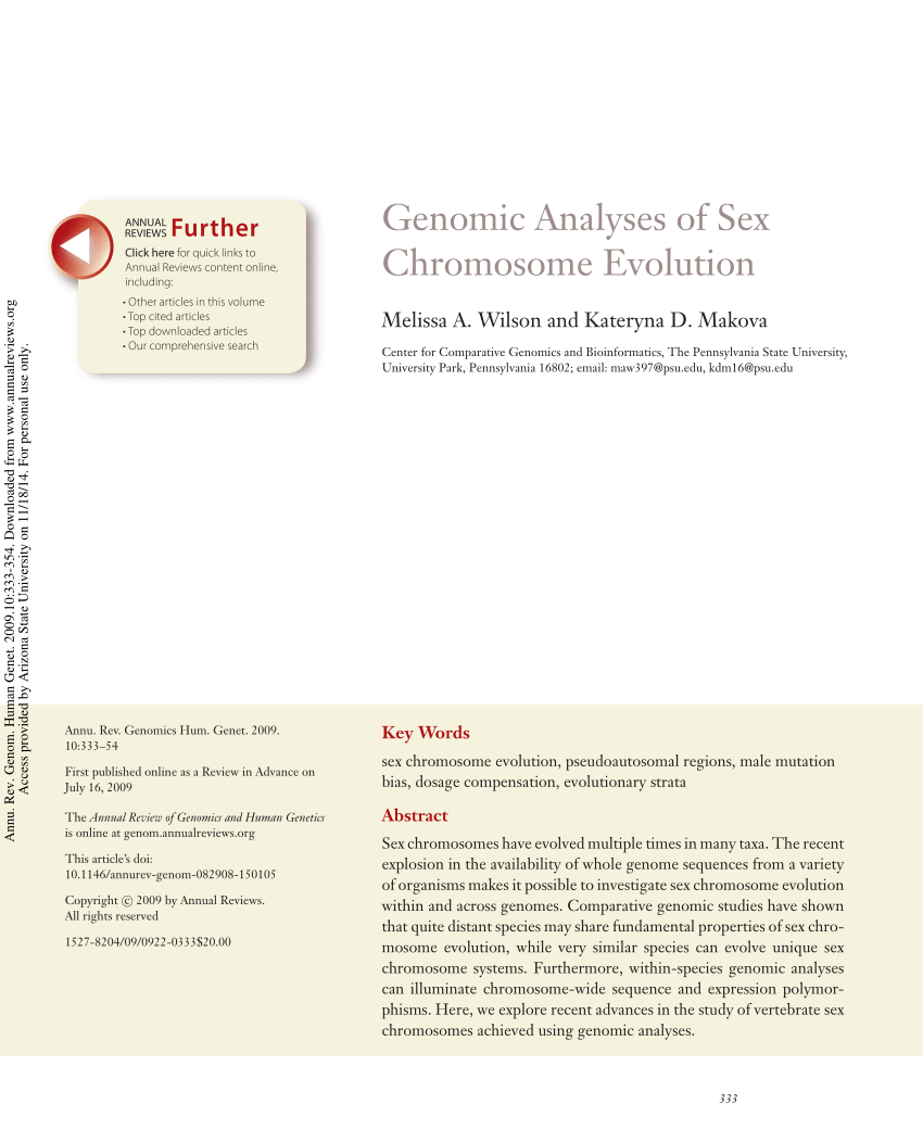 Pdf Genomic Analyses Of Sex Chromosome Evolution