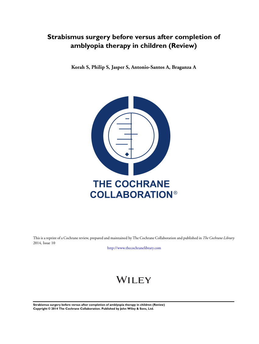 Pdf Strabismus Surgery Before Versus After Completion Of Amblyopia Therapy In Children