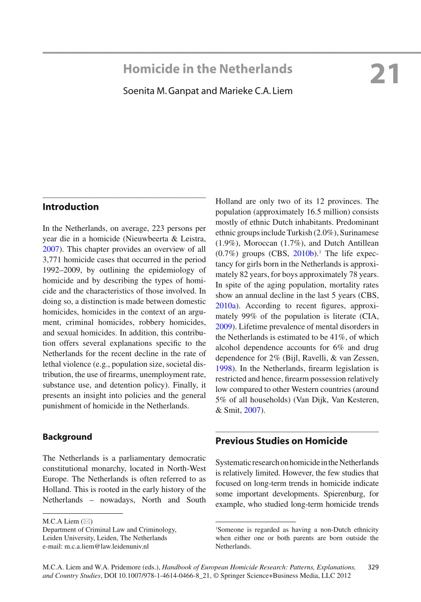 Pdf Homicide In The Netherlands