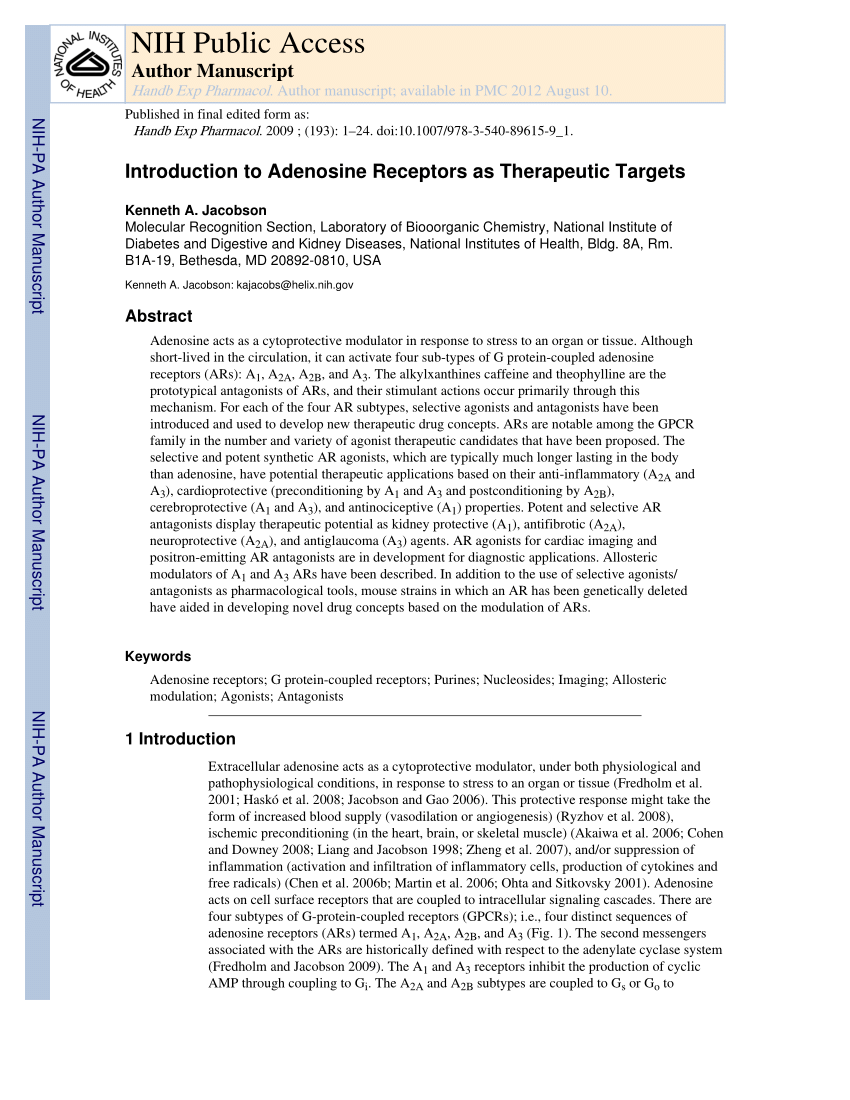 Adenosine Receptor Antagonists: Translating Medicinal Chemistry and  Pharmacology into Clinical Utility