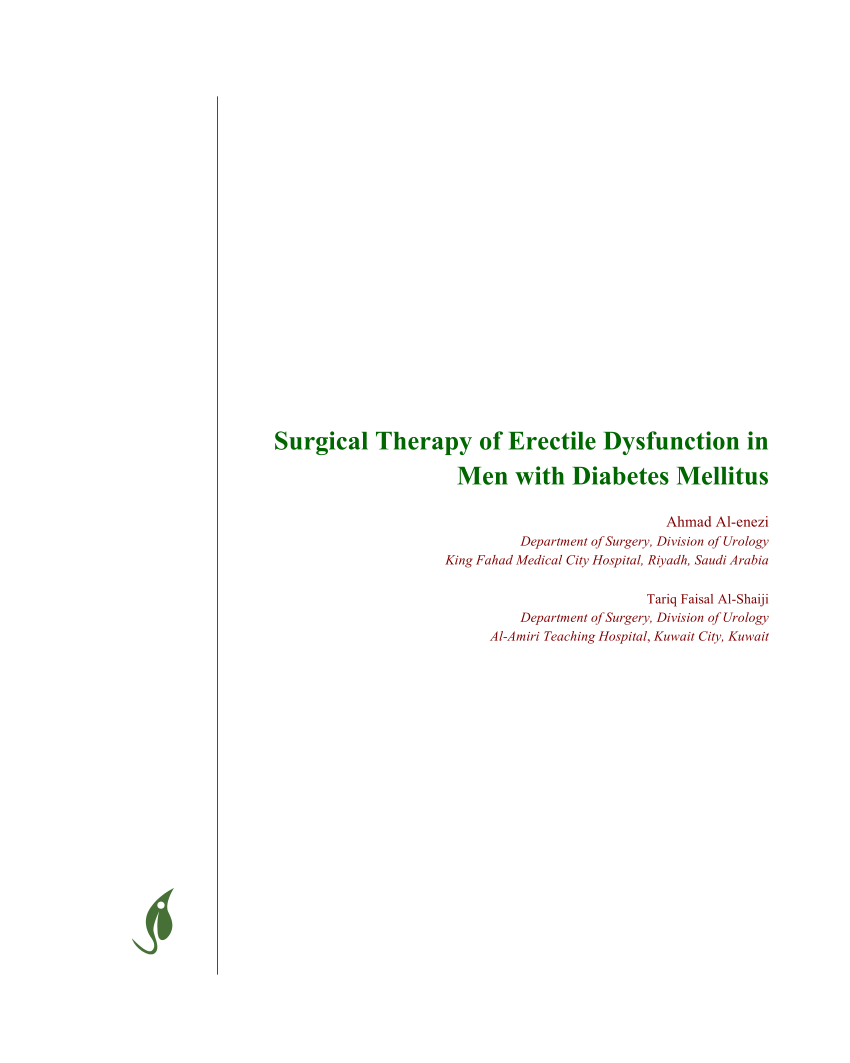 Pdf Surgical Therapy Of Erectile Dysfunction In Men With Diabetes Mellitus