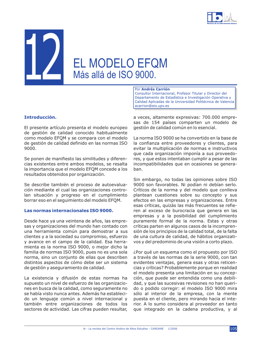 PDF) EL MODELO EFQM. Más allá de ISO 9000.