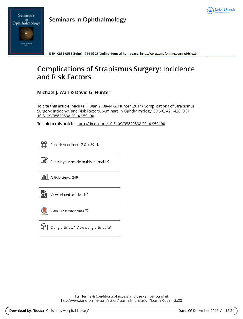 Pdf Complications Of Strabismus Surgery Incidence And Risk Factors