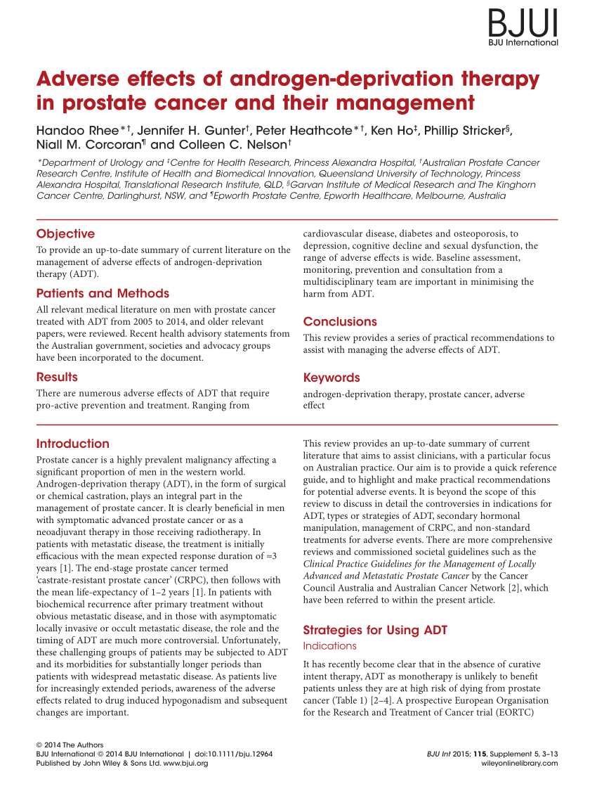 Pdf Adverse Effects Of Androgen Deprivation Therapy In Prostate Cancer And Their Management 3274