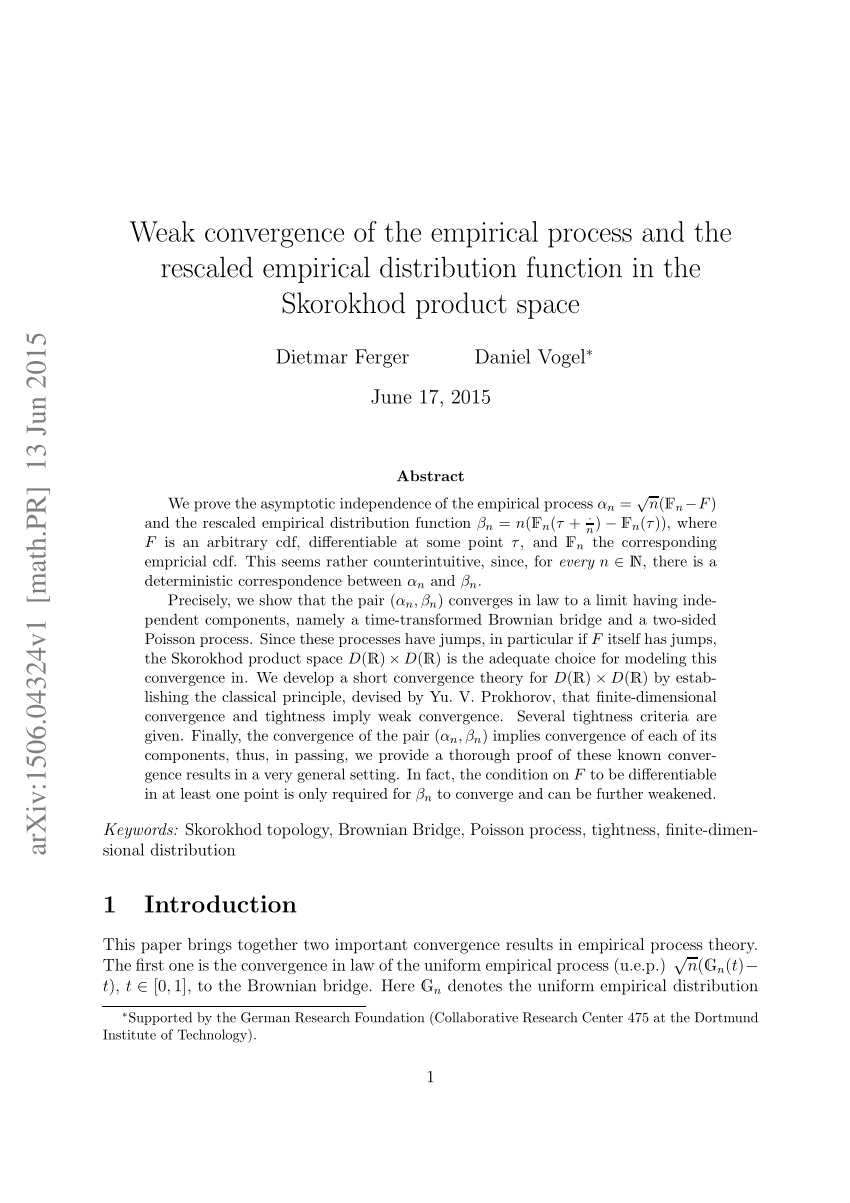 (PDF) Weak Convergence of the Empirical Process and the Rescaled