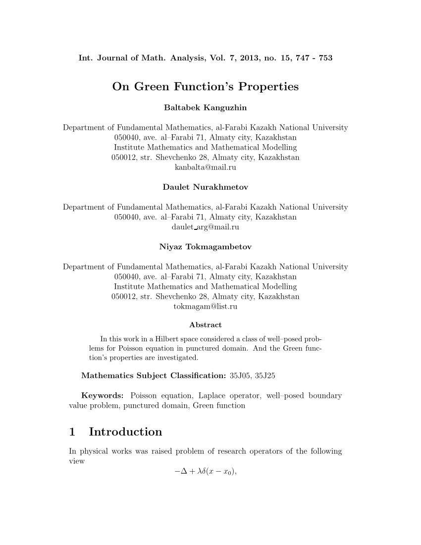 thesis on green function