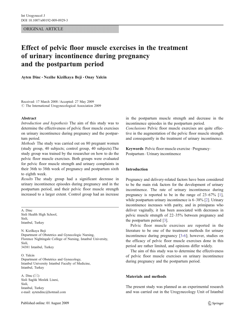 Pdf Effect Of Pelvic Floor Muscle Exercises In Treatment Of