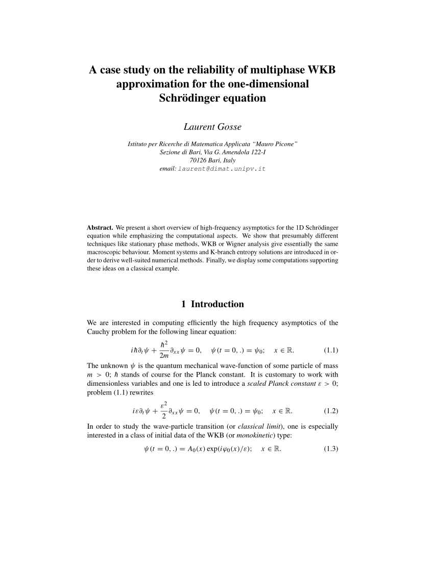 PDF) The Miller-Good version of the WKB approximation in quantum mechanics