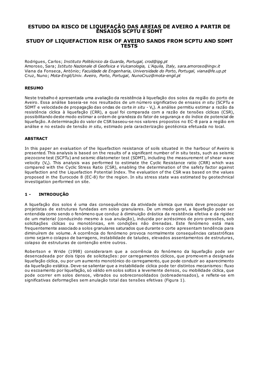 PDF) Avaliação da necessidade do estudo de liquefação em
