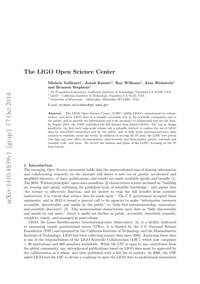 (PDF) The LIGO Open Science Center