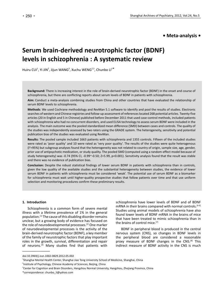 (PDF) Serum brain-derived neurotrophic factor (BDNF) levels in ...