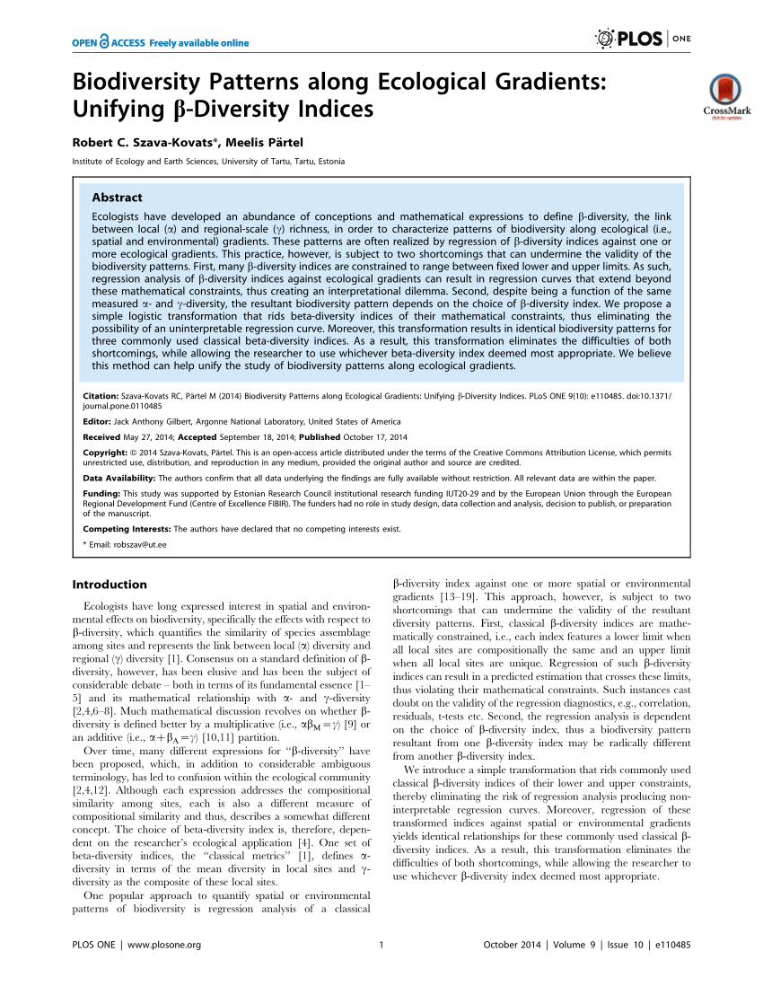 biodiversity research paper topics