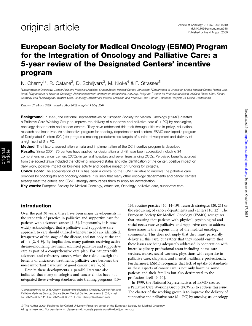 (PDF) European Society for Medical Oncology (ESMO) Program for the