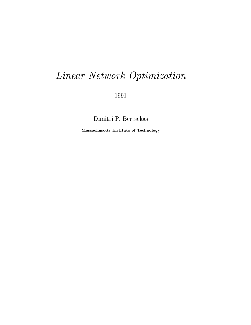 PDF) Linear Network Optimization