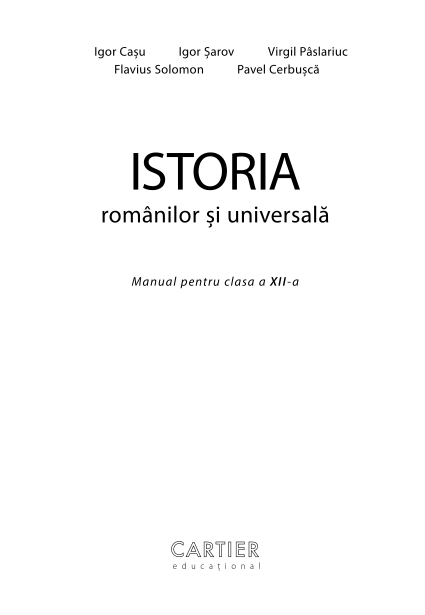 Pdf Istoria Romanilor și Universală Pentru Clasa A 12 A