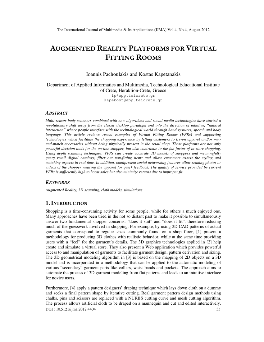 Pdf Augmented Reality Platforms For Virtual Fitting Rooms