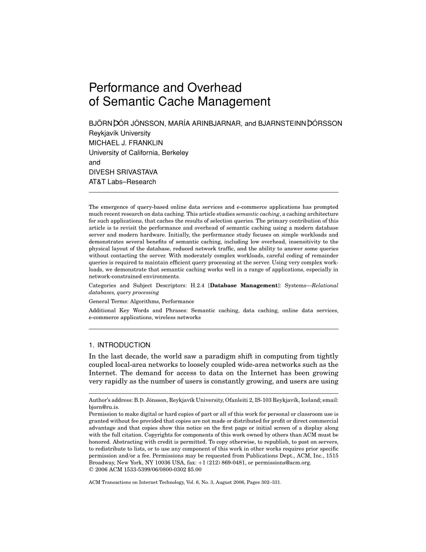 replacement semantic data caching and PDF DBPROXY FOR CACHE APPLICATIONS DYNAMIC DATA WEB A