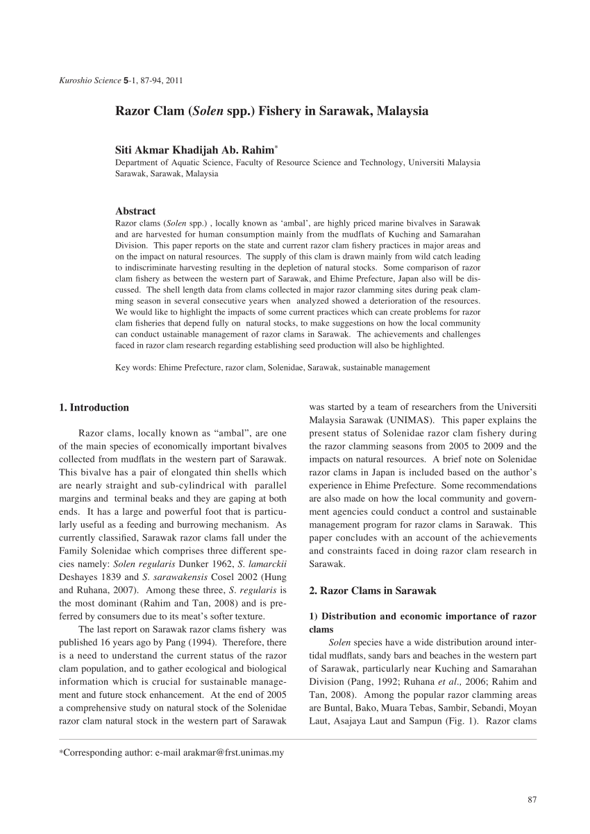 Selling Of Razor Clams To Middlemen At A Village After Collection By Download Scientific Diagram