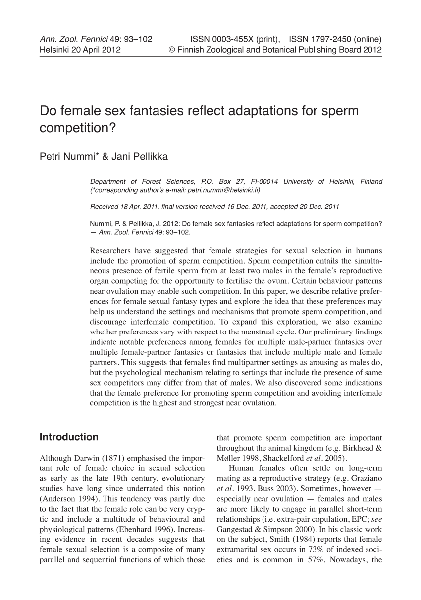 PDF) Do Female Sex Fantasies Reflect Adaptations for Sperm Competition? image
