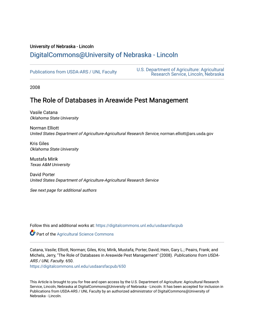 Pdf The Role Of Databases In Areawide Pest Management